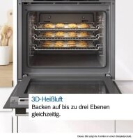 Bosch HBA534ES3 Einbaubackofen Serie 4, schwarz, 71 L, 60cm, 3D-Heißluft, Hydrolytisch