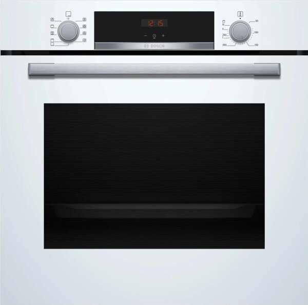 Bosch HBA534BW3 Einbaubackofen Serie 4, weiß, 71 L, 60cm, 3D-Heißluft, Hydrolytisch